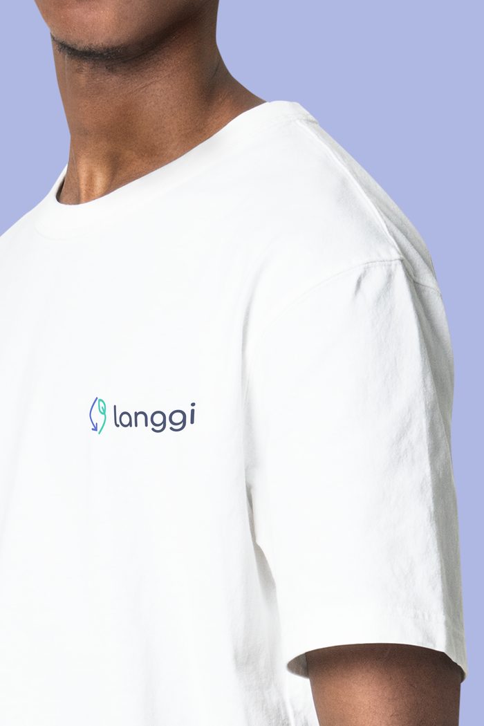 Langgi logo applied to merchandise apparel